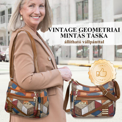 👜Vintage geometriai mintás táska állítható vállpánttal
