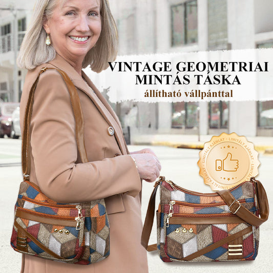 👜Vintage geometriai mintás táska állítható vállpánttal