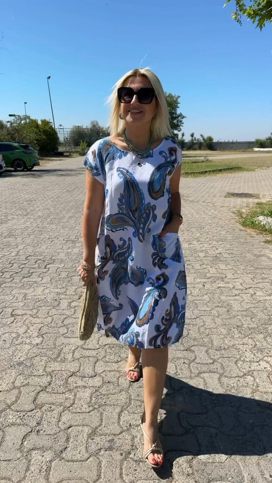 🌴2025 Tavaszi 100% lenvászon nyomtatott ruha
