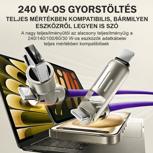 🔌🔋 4 az 1-ben Multi 240W-os gyorstöltő kábel 🚀
