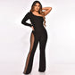 Slant Shoulder High Slit Fashion Sexy One-piece Women's Dresses