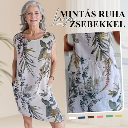 🌼NŐI PAMUT & VÁSZON KEREK NYAKÚ NYOMTATOTT RUHA【M-4XL】