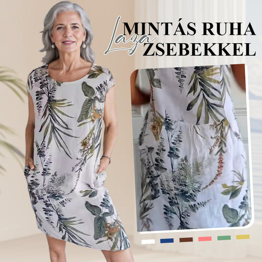 🌼NŐI PAMUT & VÁSZON KEREK NYAKÚ NYOMTATOTT RUHA【M-4XL】