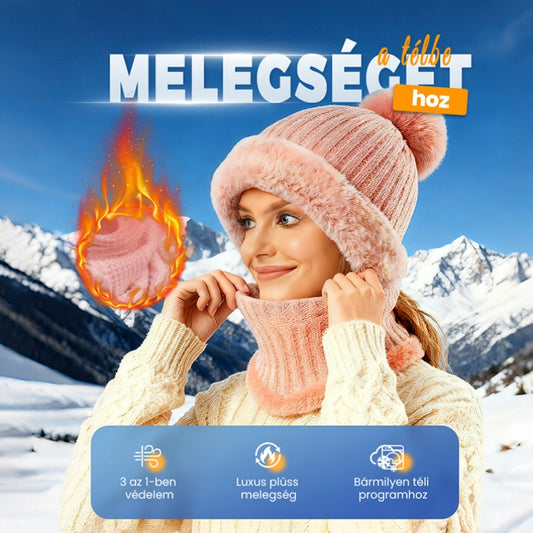 🧢 NŐI TÉLI EGYRÉSZES KÖTÖTT KÖTÖTT SAPKA SÁL MASZK