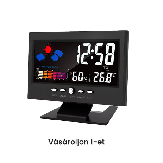 Digitális LED hőmérséklet- és páratartalom-monitor, időjárás-előrejelzés, LED asztali ébreszt
