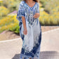 🌺V-nyakú boho mintás fodros ruha