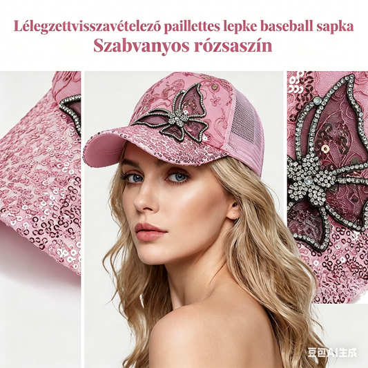 Strasszos pillangós flitteres baseball sapka