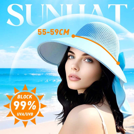 🌞👒Széles karimájú napellenző sapka levehető nyakvédővel ✨