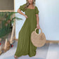 🌺Női négyzet alakú nyakkivágás Jumpsuit Smocked mellrész gombbal