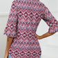 💕👚Női 3/4 hosszú ujjú V-nyakú fodros ujjú tunika blúzok