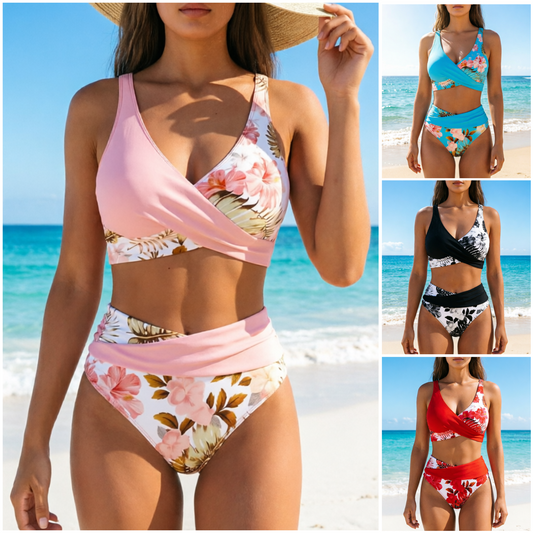 🌼👙 Női Alakformáló Bikini, Virágmintás 🏖️