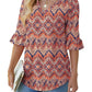 💕👚Női 3/4 hosszú ujjú V-nyakú fodros ujjú tunika blúzok