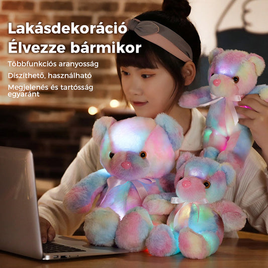 🧸Teddy mackó, színes LED-es világítás, puha játékok
