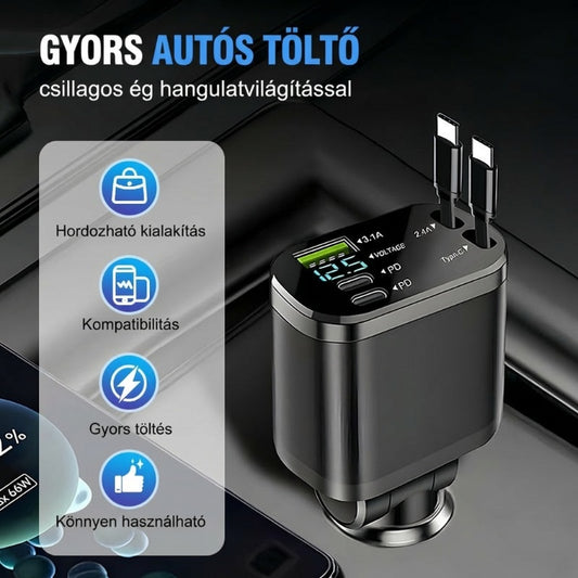 🚗Gyors autós töltő Starry Sky hangulatvilágítással✨