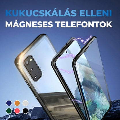 ⚡🧲 Mágneses edzett üveg kétoldalas telefon tok Samsung S23-S25 sorozathoz 📱🛡️