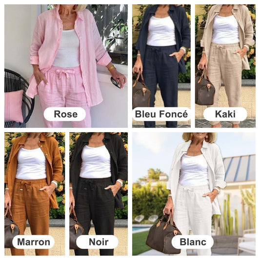 Női pamut Haren hosszú ujjú hosszú nadrág szett