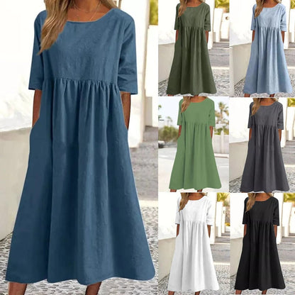 🔥Forró eladó -Round Neck Pocket Halter pamut ruha