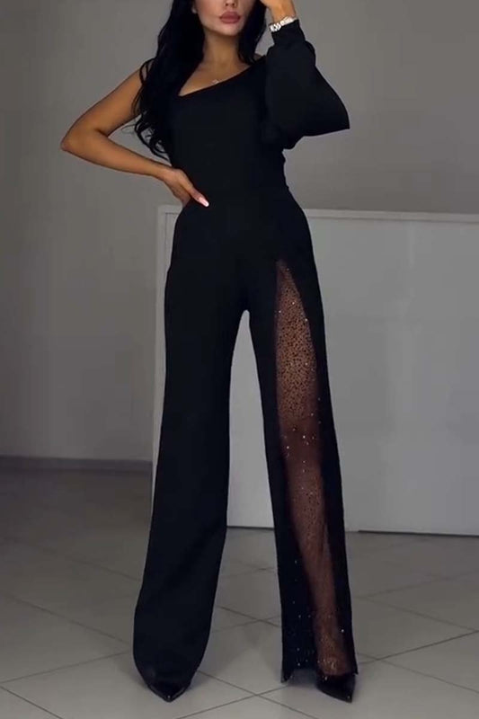 Slant Shoulder High Slit Fashion Sexy One-piece Women's Dresses