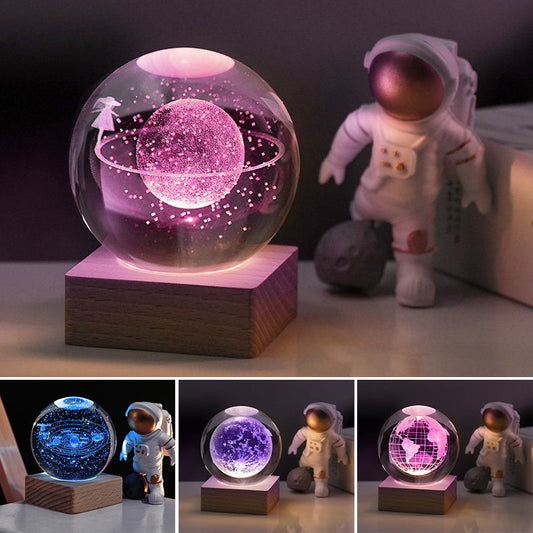 3D Galaxy Kristálygömb Éjszakai Lámpa Dekorációs Lámpa💖