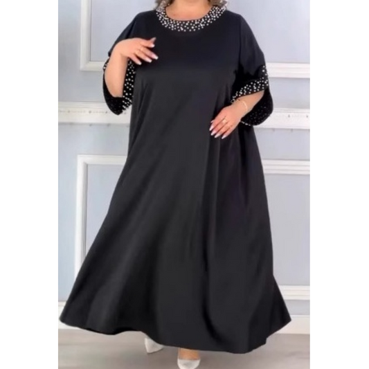 🔥Női plus size ruha gyöngy díszítéssel