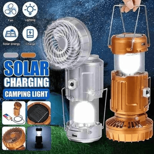 🔥🌿Hordozható LED kemping lámpa ventilátorral