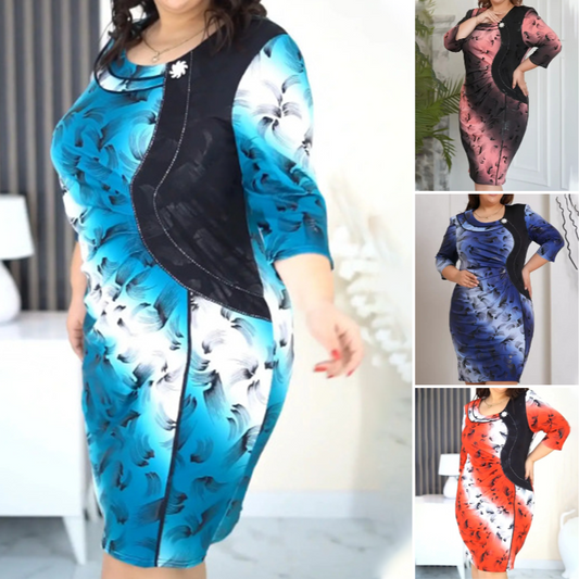🔥👗Női elegáns gradiens hosszú ujjú hosszú ujjú derék ruhák