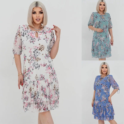 🌸 Elegáns pliszírozott ruha rövid és hosszú ujjakkal👗