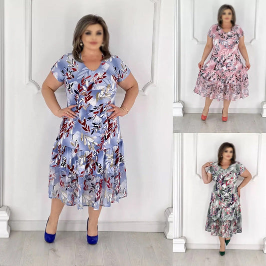 👗Női elegáns V-nyakú rövid ujjú ruha