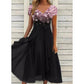 【S-5XL】👗Női nyári V-nyakú nyomtatott patchwork ruha