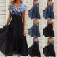 【S-5XL】👗Női nyári V-nyakú nyomtatott patchwork ruha