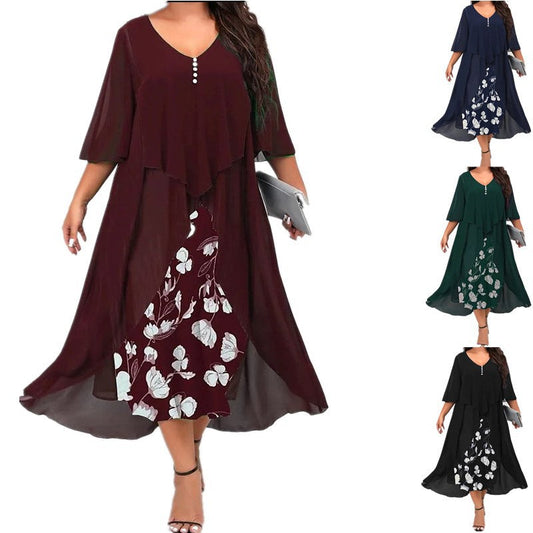 👗Chiffon ruha fél ujjakkal
