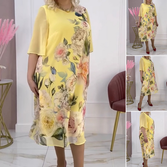 👗Női alkalmi virágos nyomtatott midi ruha