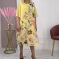 👗Női alkalmi virágos nyomtatott midi ruha