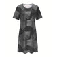 Női alkalmi patchwork mintás ruha-Plusz méretű ruha, XL-4XL