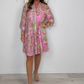 Női Paisley Print rózsa  miniruha