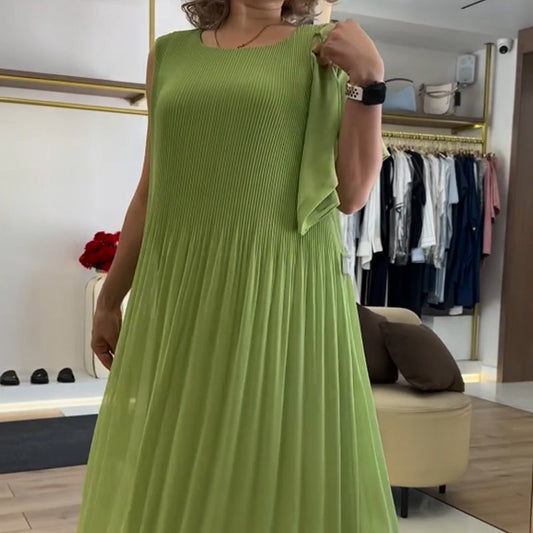 💃🏻Női divat sifon ujjatlan plisszírozott ruha