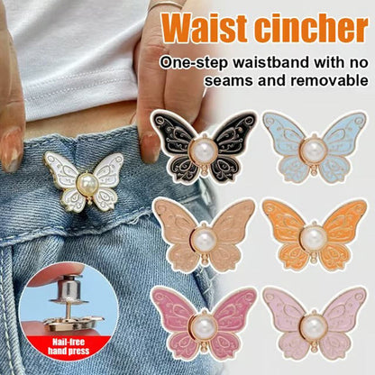 🦋👖 Pillangós, szegecs és varrás nélküli, derékban szűkíthető, levehető kapcsokkal ✨