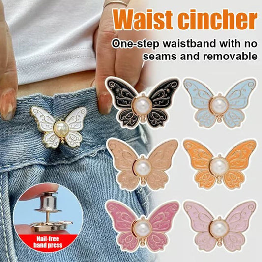 🦋👖 Pillangós, szegecs és varrás nélküli, derékban szűkíthető, levehető kapcsokkal ✨