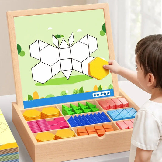 🎁 Mágneses mintákkal ellátott fa puzzle készlet 🧠🧩