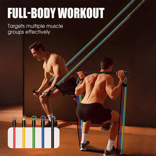 🏋️✨ 14 darabos ellenállás szalag szett fogantyúval otthoni edzéshez 💪