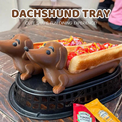 Dekoratív tacskó tálca hot dogokhoz
