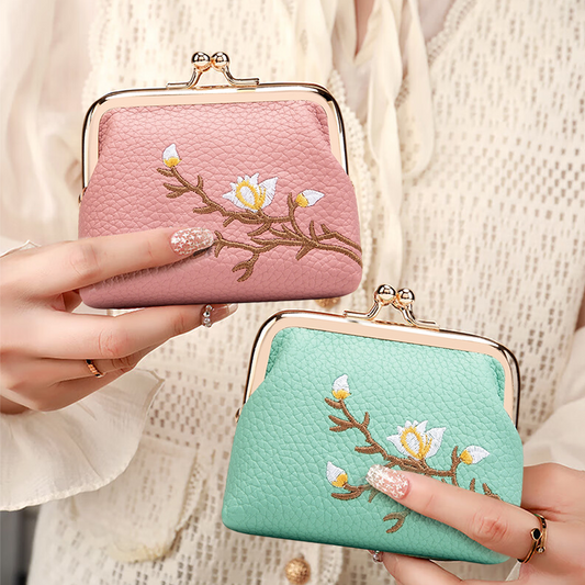Stylish Embroidered Pouch with Duck Clasp