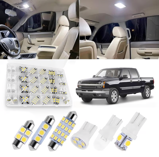 🚗💡 42 darabos, ultraerős LED-es autó belső világítási készlet – plug-and-play, 6000K hideg fehér fény, univerzális illeszkedés ✨