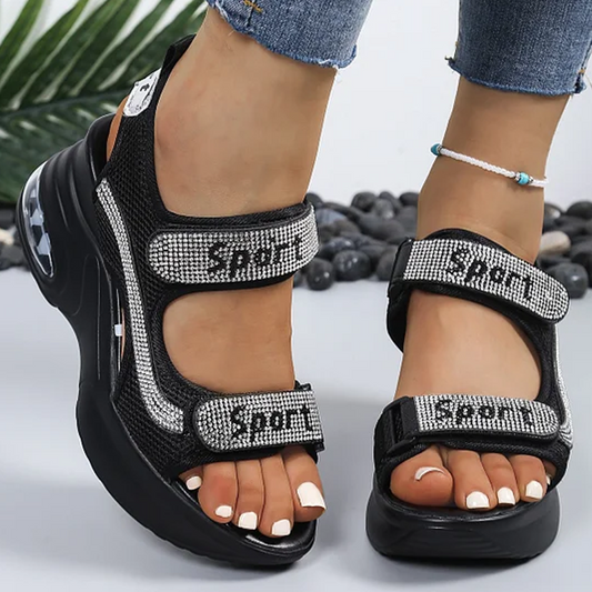 Női strasszos sport platform szandál