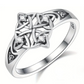 💍🔮 Kelta csomós gyűrű – háromszög mintás, vintage | Misztikus design, ezüst szín 💪