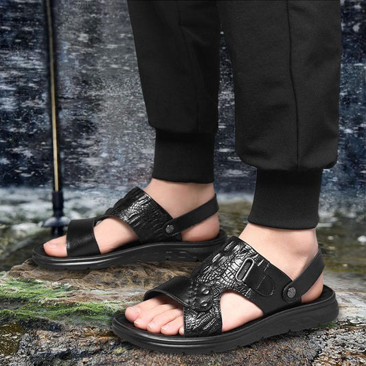 👞 Férfi bőr szandál – Beltéri és kültéri használatra | Lélegző és kényelmes