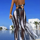 👙🏖️ Stílusos nyári bikini szett – Trendi csíkos design nyakkendős nyakkal, tökéletes választás tengerparti nyaraláshoz ✨