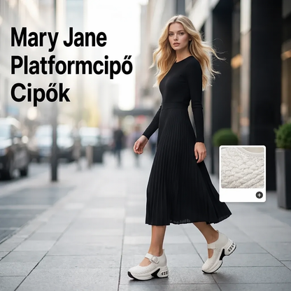👡☁️ Légáteresztő szövetből készült Mary Jane cipő –✨ Női vastag talpú cipő | Puha talp, utánvéttel 💪