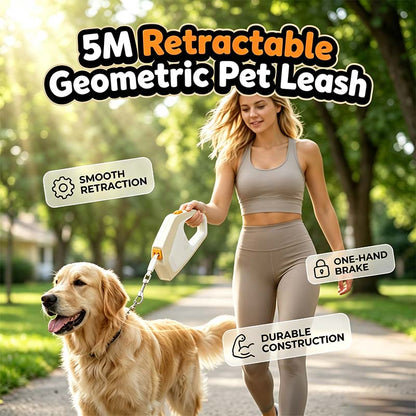🐕🛡️ Biztonságos, geometrikus mintájú húzható póráz azonnali fékkel 💖