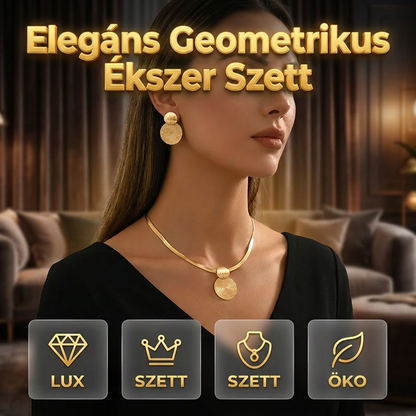 ✨👗 Emelje stílusát – Elegáns geometrikus aranyozott nyaklánc és fülbevaló szett 💎